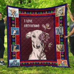 I Love Greyhound Quilt Blanket Great Customized Blanket Gifts For Birthday Christmas Thanksgiving and Home Decor