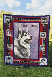 I Love Husky Quilt Blanket Great Customized Blanket Gifts For Birthday Christmas Thanksgiving and Home Decor