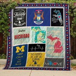 I Love Michigan Quilt Mok and Home Decor
