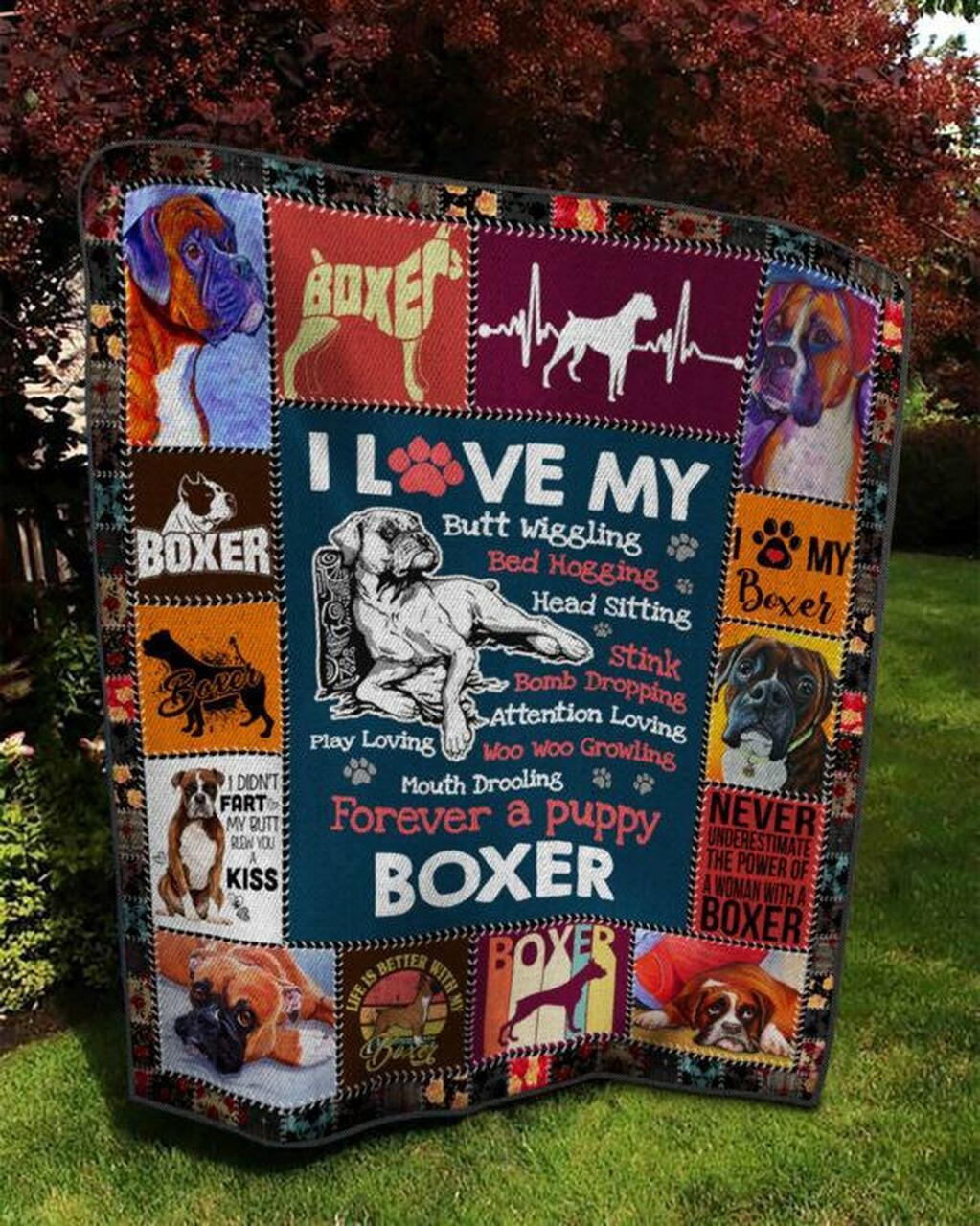 I Love My Boxer Quilt Blanket Ver 2 Quilt and Home Decor