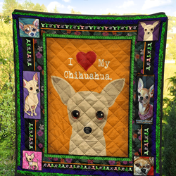 I Love My Chihuahua Quilt Blanket Great Customized Blanket Gifts For Birthday Christmas Thanksgiving and Home Decor