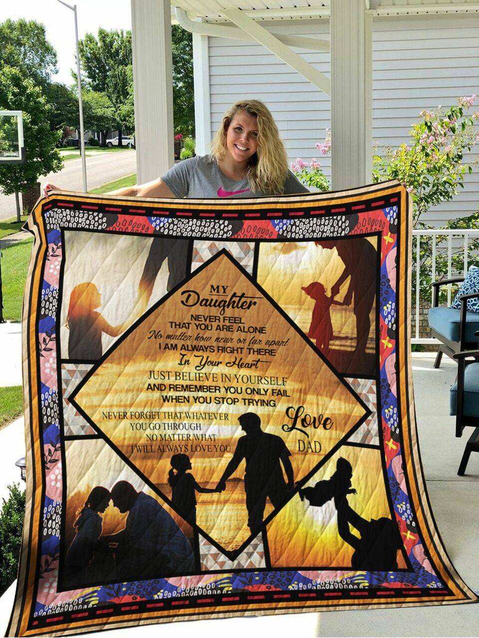 I Love My Daughter Quilt Blanket and Home Decor