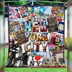 I Love New York City Quilt Blanket Great Customized Blanket Gifts For Birthday Christmas Thanksgiving and Home Decor