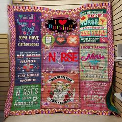 I Love Nursing Quilt and Home Decor