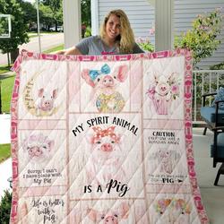 I Love Pigs Quilt Blanket and Home Decor