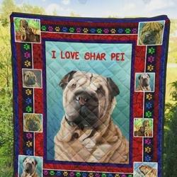 I Love Shar Pei Quilt Blanket Great Customized Blanket Gifts For Birthday Christmas Thanksgiving and Home Decor