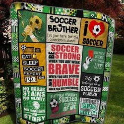 I Love Soccer American Football Quilt Blanket  Quilt and Home Decor