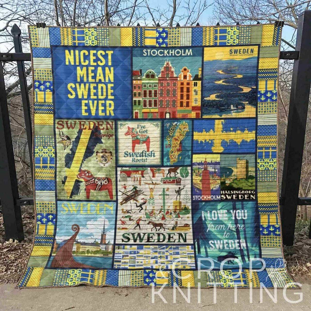 I Love Sweden Blanket Th1307 Quilt and Home Decor