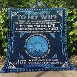 I Love To The Moon And Back Vv_ Wolf Quilt and Home Decor