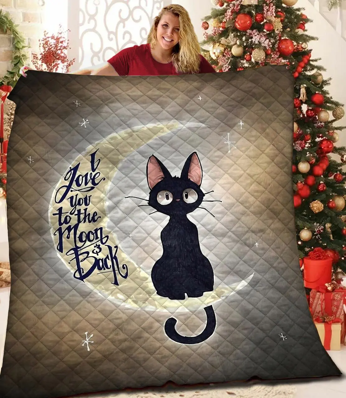 I Love You To The Moon And Back Cat Quilt Lri and Home Decor