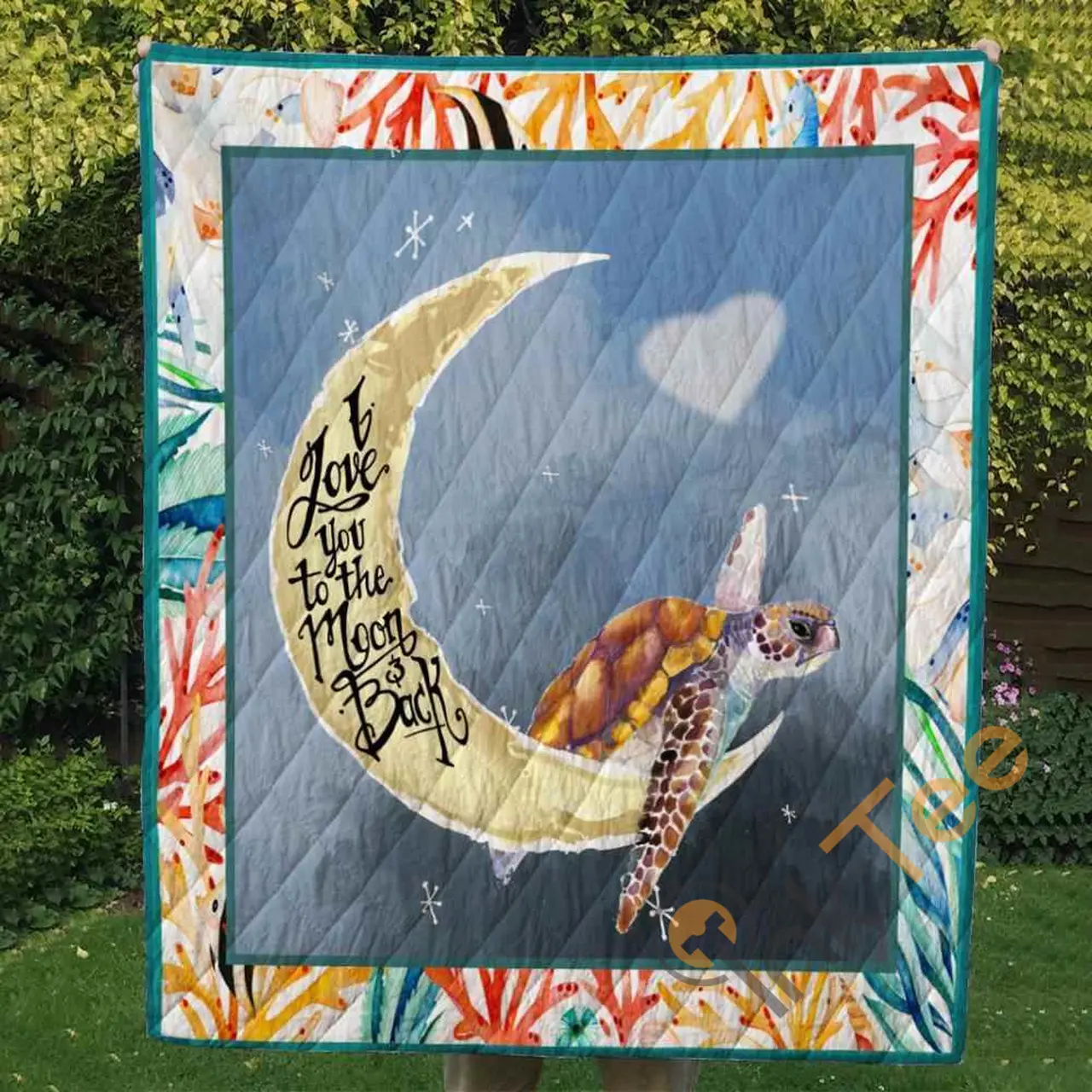 I LOVE YOU TO THE MOON AND BACK TURTLE Blanket TH0807 Quilt and Home Decor