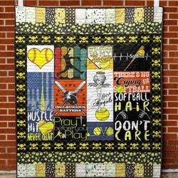 I M A Softball Girl Quilt Blanket Aa22  Quilt and Home Decor