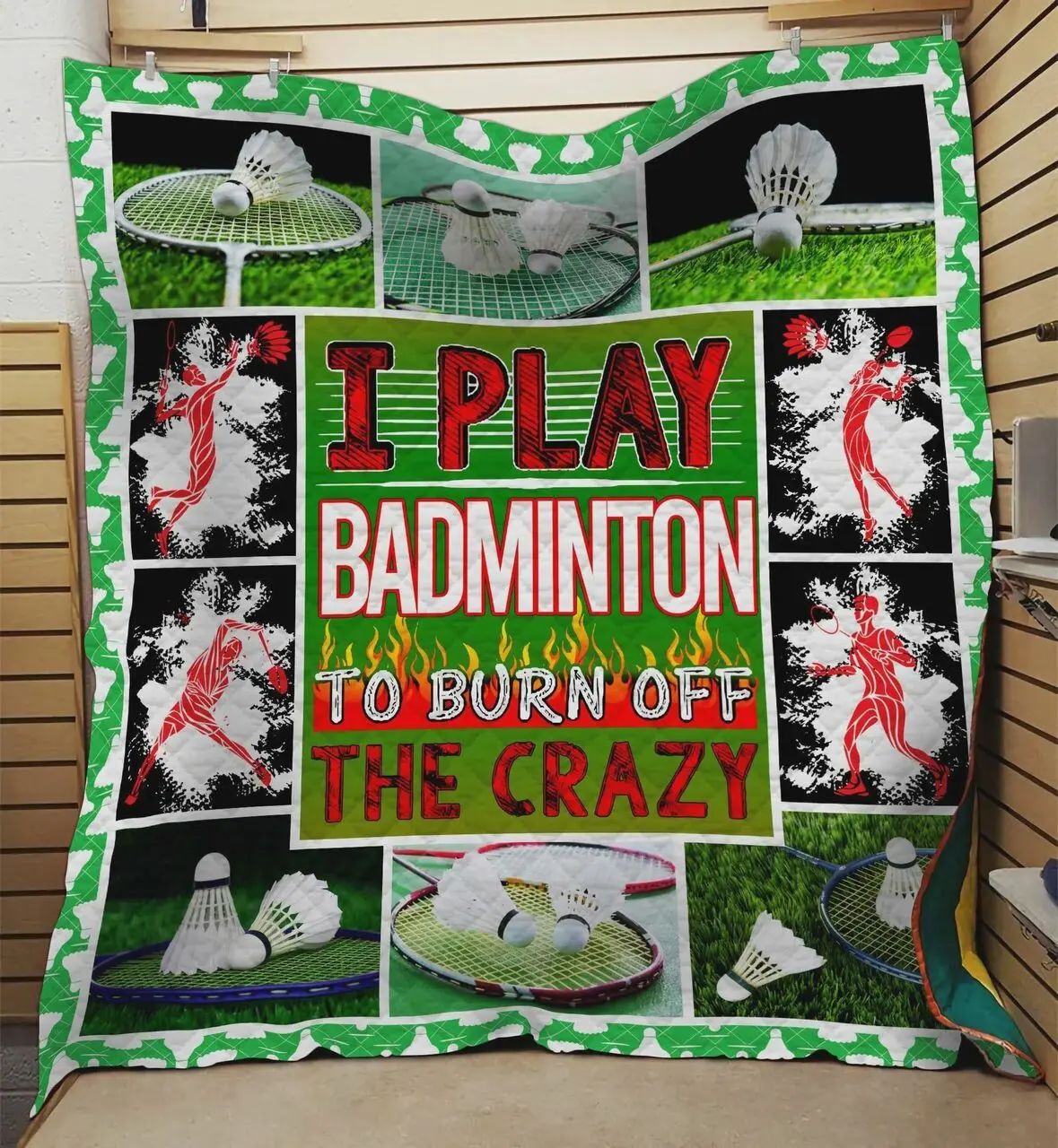 I Play Badminton To Burn Off The Crazy Quilt Blanket Great Customized Blanket Gifts For Birthday Christmas Thanksgiving and Home Decor