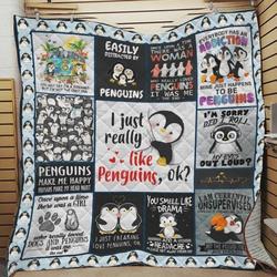 I Really Like Penguins Ok Quilt Blanket Great Customized Blanket Gifts For Birthday Christmas Thanksgiving and Home Decor