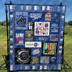 I Shoot Like A Girl Quilt Blanket No96  Quilt and Home Decor