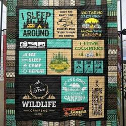 I Sleep Around Camping Quilt Loq and Home Decor