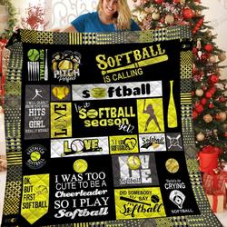 I Was Too Cute To Be A Cheerleader So I Play Softball Quilt Blanket Great Customized Blanket Gifts For Birthday Christmas Thanksgiving and Home Decor