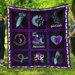 I Wear Teal And Purple Suicide Prevent Awareness Quilt and Home Decor