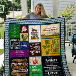 If You Ate Today Thank A Farmer Quilt Blanket Great Customized Blanket Gifts For Birthday Christmas Thanksgiving and Home Decor