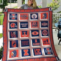 Illinois Fighting Illini Quilt Blanket B310502  Quilt and Home Decor
