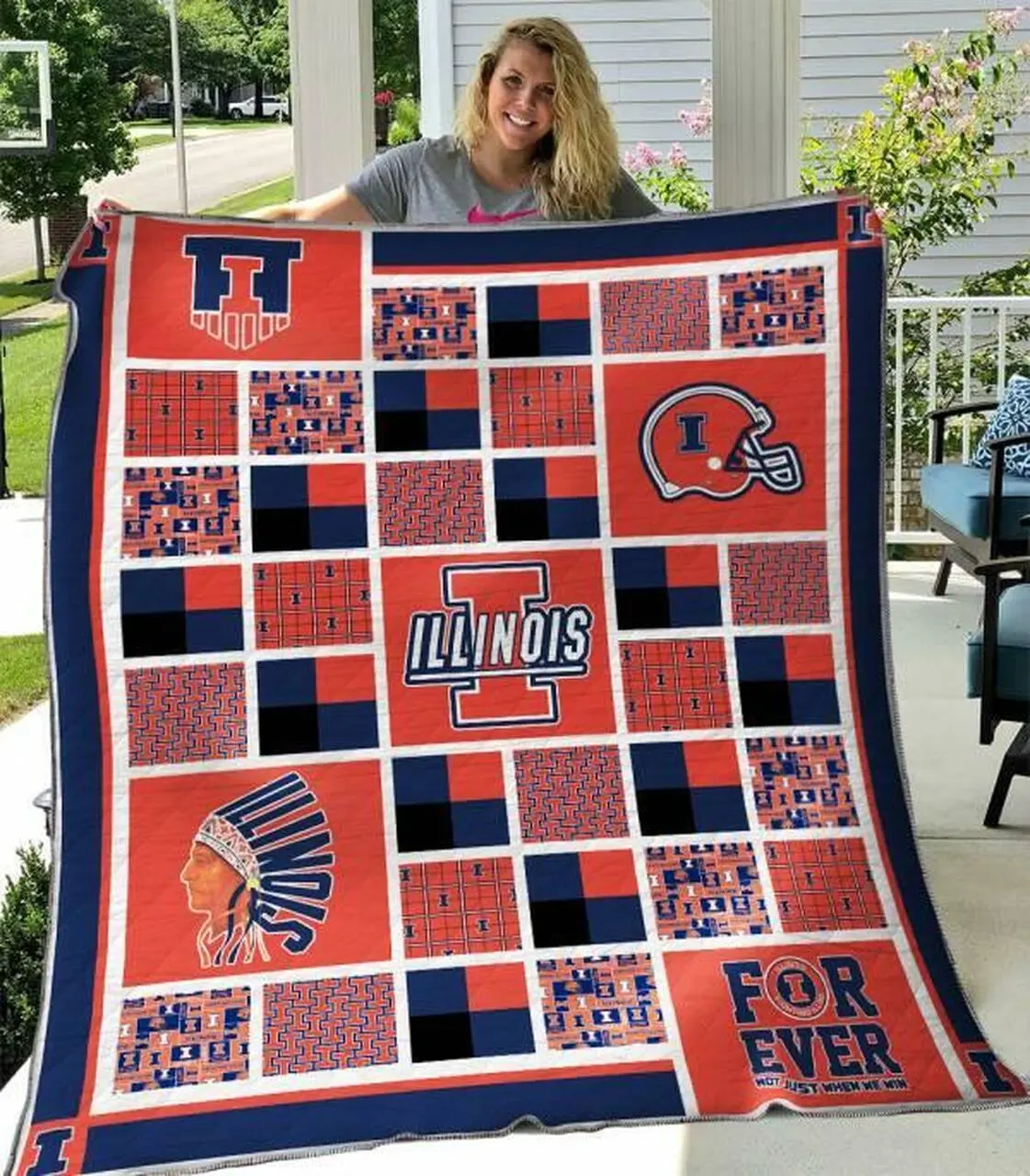 Illinois Fighting Illini Quilt Blanket B310503 Quilt and Home Decor