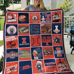 Illinois Fighting Illini Quilt Blanket  Limited Quilt Blanket- Throw Size and Home Decor