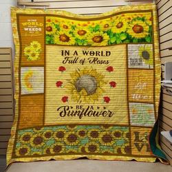 In A World Full Of Roses Sunflower Quilt Blanket  Quilt and Home Decor