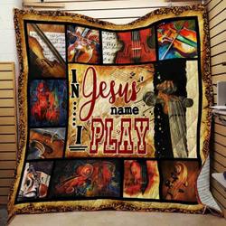 In Jesus Name I Play Cellos Quilt Lhi and Home Decor