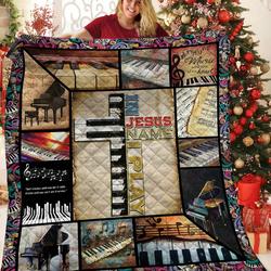 In Jesus Name I Play Piano Quilt Lfz and Home Decor