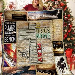 In Jesus Name I Play Piano Quilt Lge and Home Decor