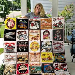 Indian Motorcycle Quilt Blanket Great Customized Blanket Gifts For Birthday Christmas Thanksgiving and Home Decor
