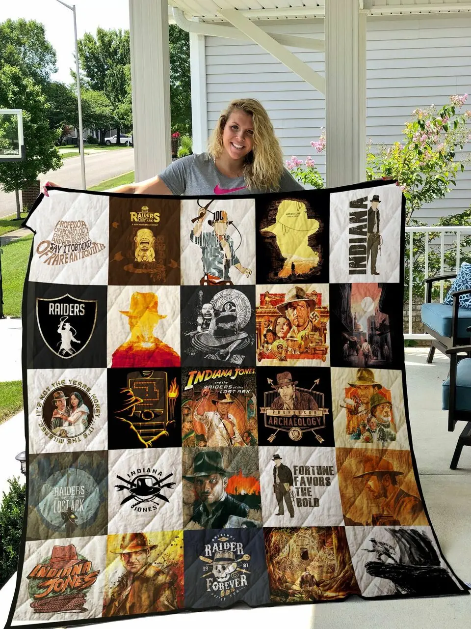 Indiana Jones Poster Quilt Blanket and Home Decor