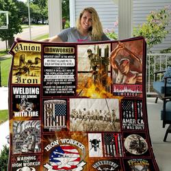 Ironworkers Greatest Craft In The World Quilt Blanket Great Customized Gifts For Birthday Christmas Thanksgiving Perfect Gifts For Ironworker and Home Decor