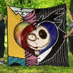Jack & Sally Love Half Face Mixed Gift Idea Quilt and Home Decor