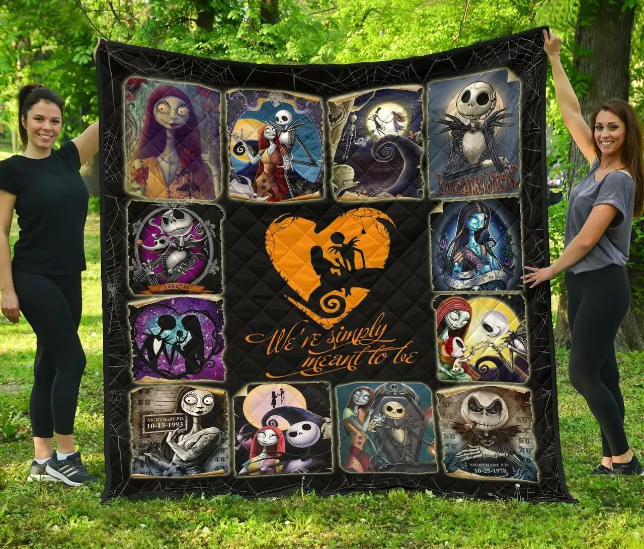 Jack & Sally Nightmare Before Christmas Fan Gift Quilt and Home Decor