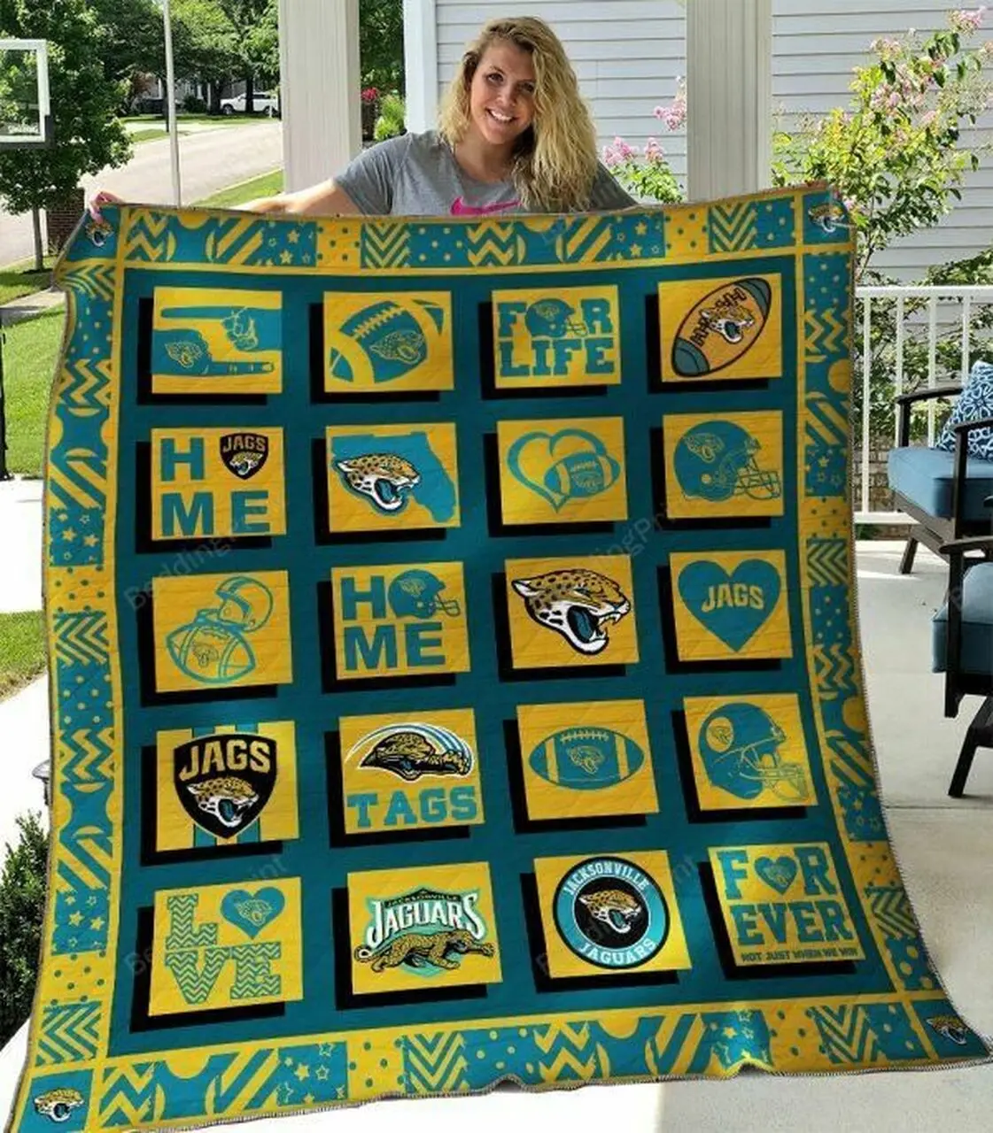 Jacksonville Jaguars Quilt Blanket 01 and Home Decor