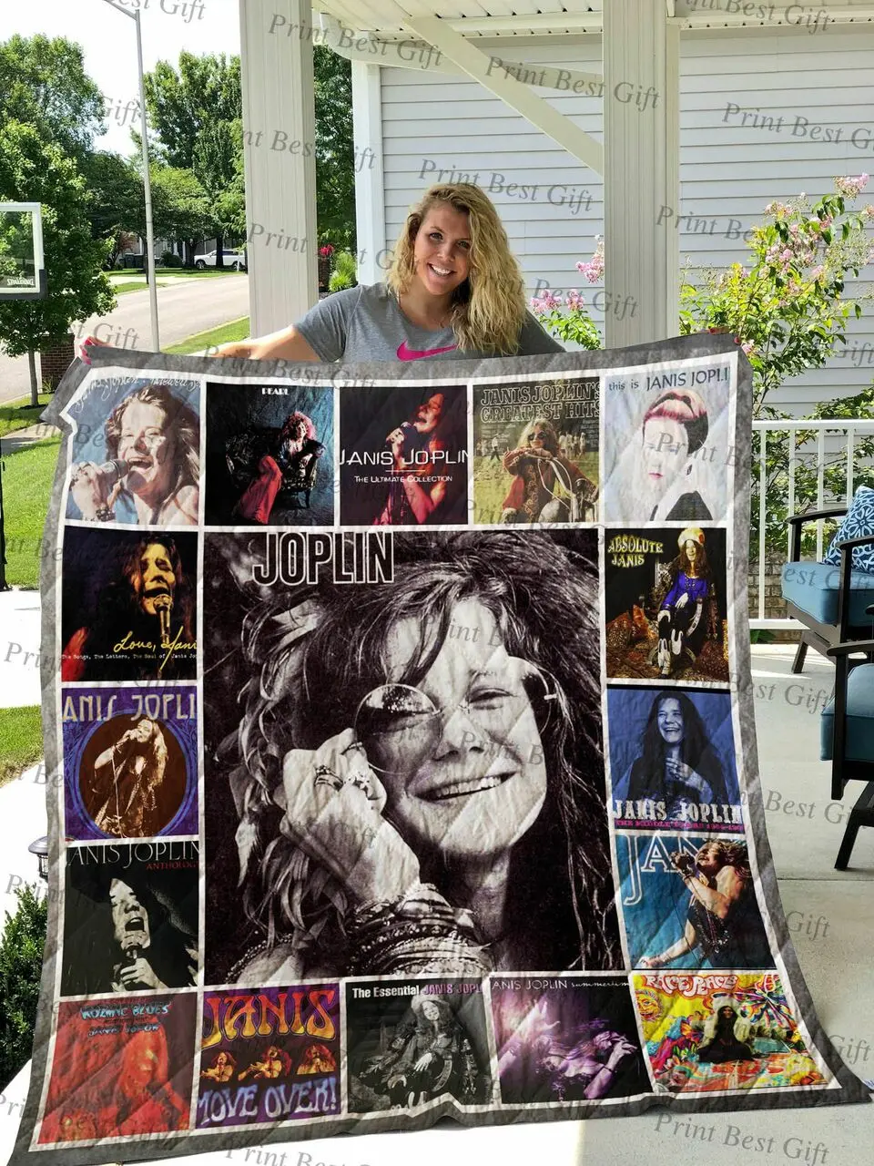 Janis Joplin Albums Cover Poster Quilt Blanket Ver 5 and Home Decor