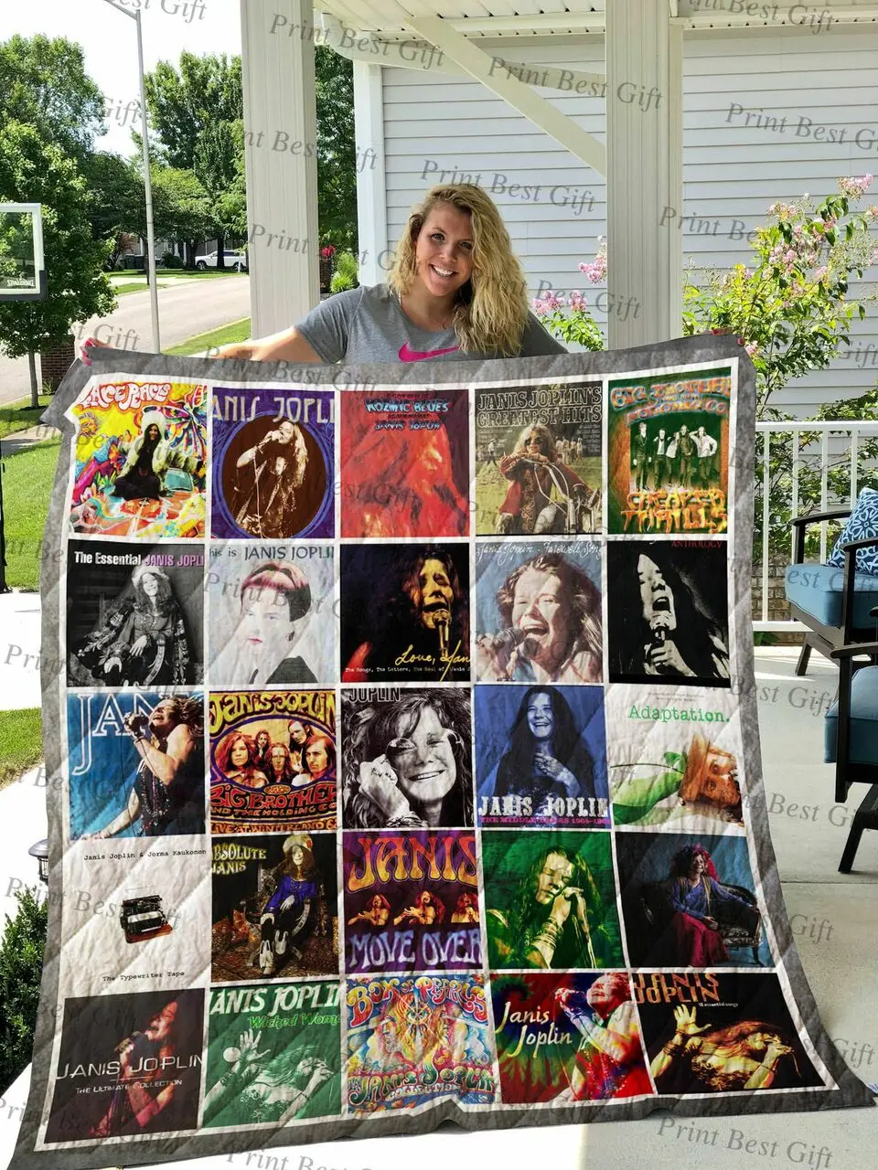 Janis Joplin Albums Cover Poster Quilt Blanket Ver 6 and Home Decor