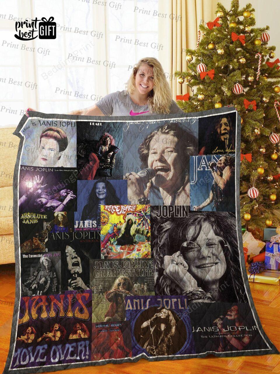 Janis Joplin Albums Cover Poster Quilt Blanket Ver 7 and Home Decor