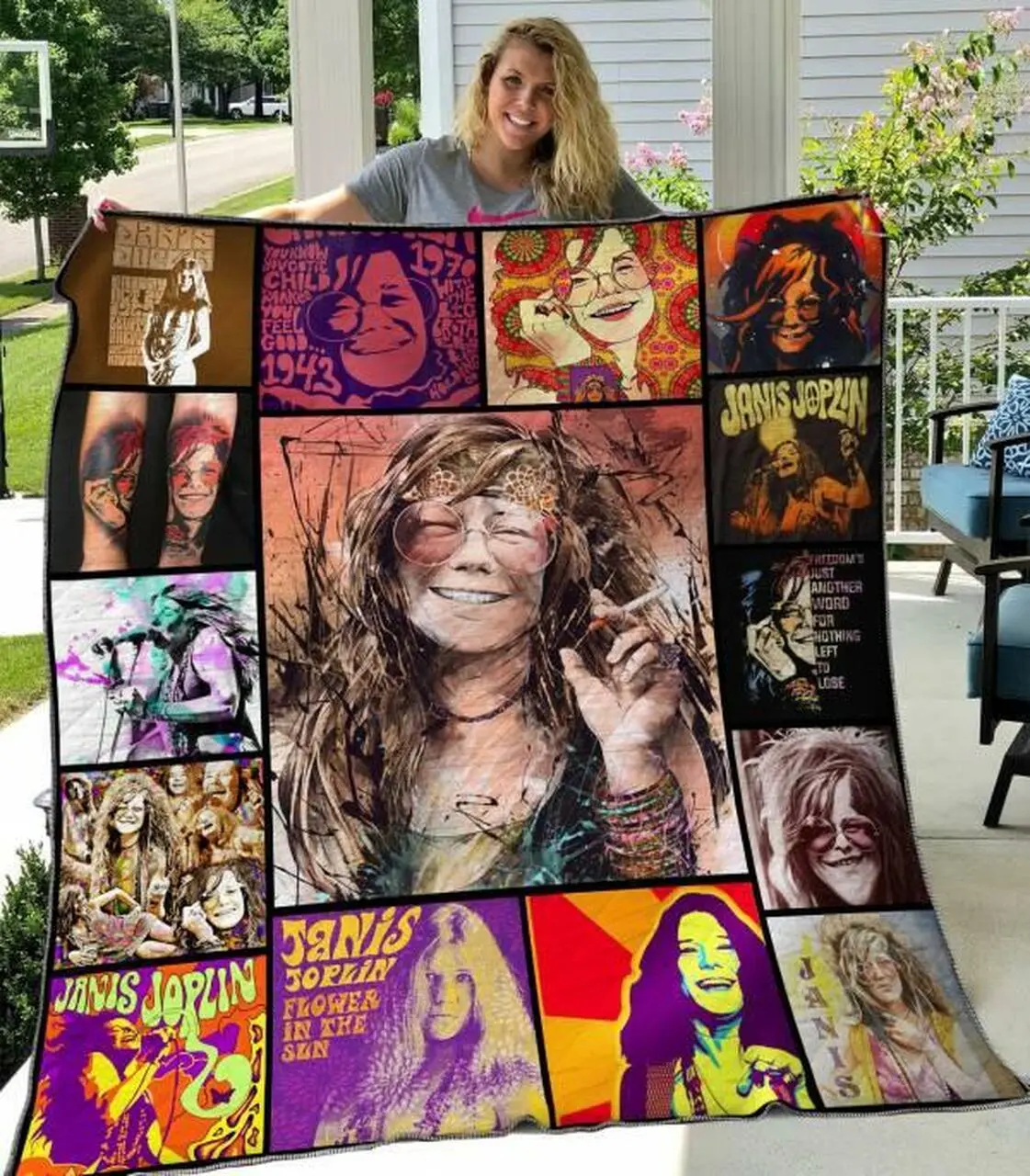 Janis Joplin Quilt Blanket Hvt190612 Quilt and Home Decor