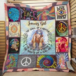 January Hippie Girl The Soul Of A Gypsy The Heart Of A Hippie Quilt Blanket Great Customized Blanket Gifts For Birthday Christmas Thanksgiving and Home Decor