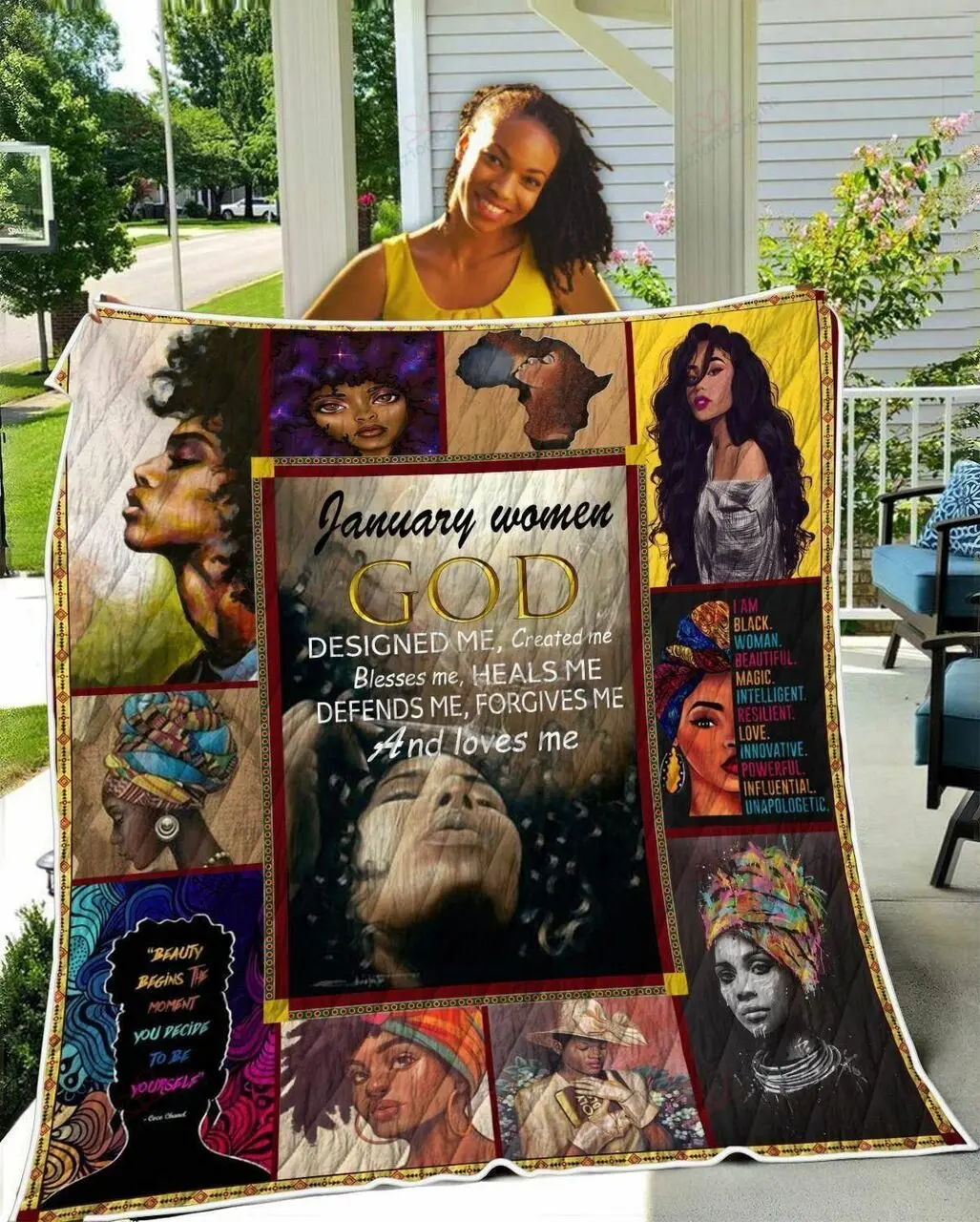 January Women GOD Designed Me TH2309294CL Quilt Blanket and Home Decor