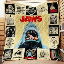 Jaws Quilt Blanket 01710 and Home Decor