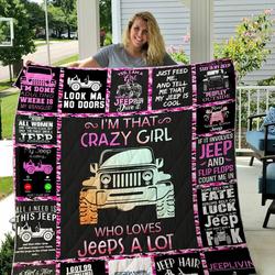 Jeep Girl Black Quilt Blanket 09 and Home Decor