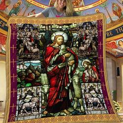 Jesus And Lambs Quilt Blanket DHC1401871VT and Home Decor