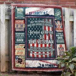 Jesus Christ And Veteran Once Died For Your Soul Quilt Blanket Great Customized Gifts For Birthday Christmas Thanksgiving Perfect Gifts For Veteran Lover and Home Decor