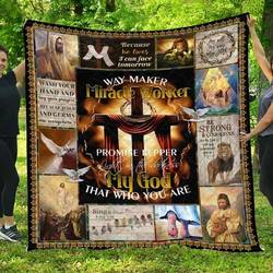 Jesus Christ Light In The Darkness My God Is Who You Are Quilt Blanket Great Customized Blanket Gifts For Birthday Christmas Thanksgiving and Home Decor