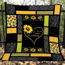 Jesus It’S Not Religion It’S A Relationship Sunflower Quilt Blanket Great Customized Gifts For Birthday Christmas Thanksgiving Perfect Gifts For Sunflower Lover and Home Decor
