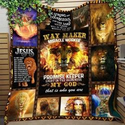 Jesus Lion Light In The Darkness My God That Is Who You Are Quilt Blanket Great Customized Blanket Gifts For Birthday Christmas Thanksgiving and Home Decor