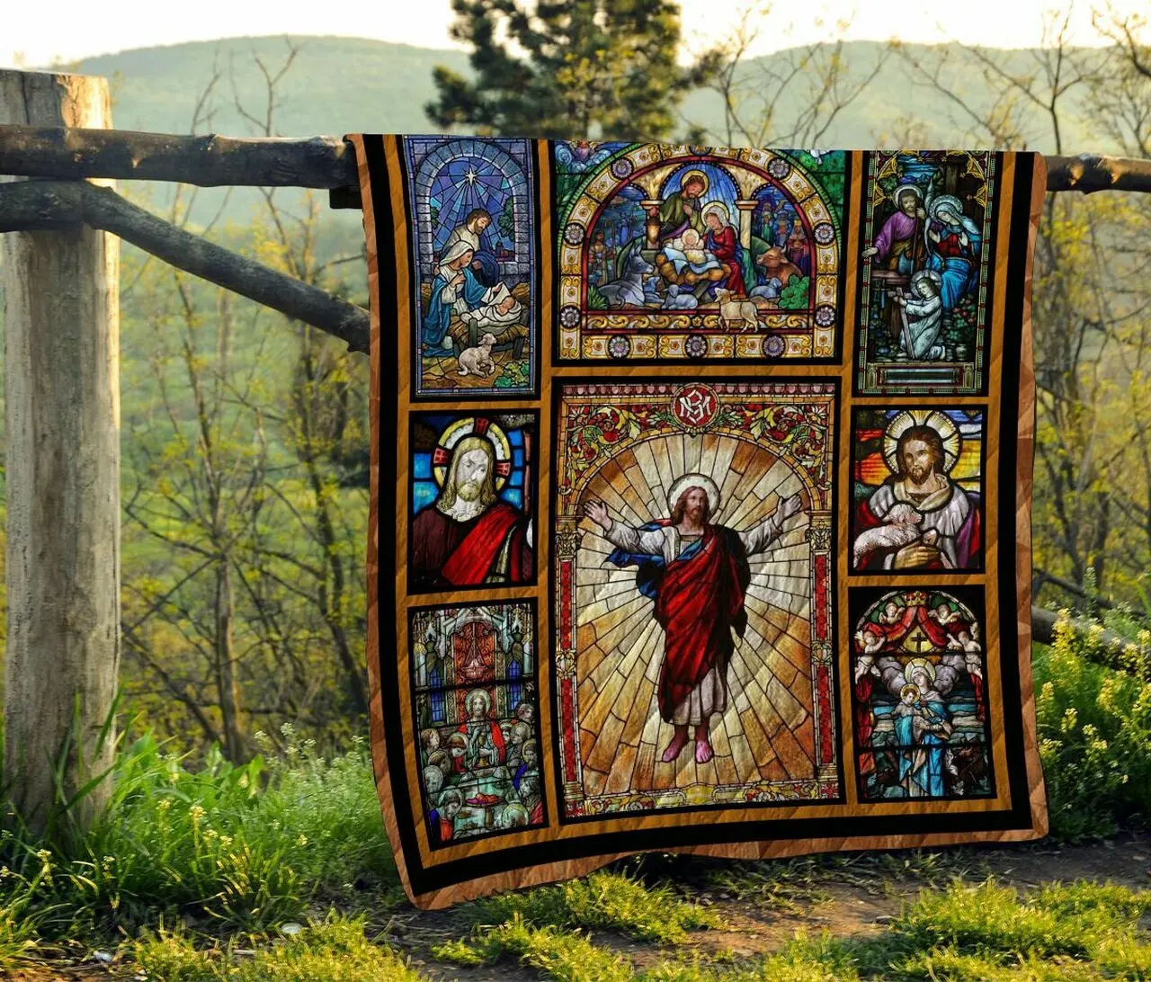 Jesus Quilt Blanket A113 and Home Decor